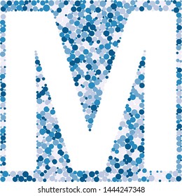 M letter color distributed circles dots illustration