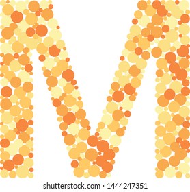 M letter color distributed circles dots illustration