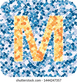 M letter color distributed circles dots illustration
