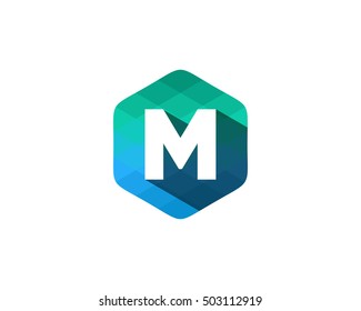 M Letter Color Pixel Shadow Logo Design Template Element