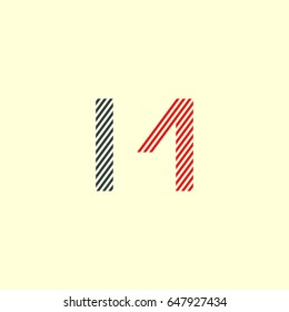 M Letter colored line logo vector template