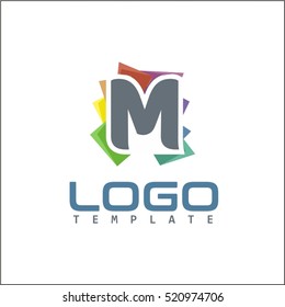 M Letter Colorful Abstract Logo