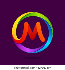 M letter colorful logo in the circle. Vector design template elements for your application or corporate identity.