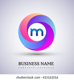 M letter colorful logo in the circle. Vector design template elements for your application or company identity.