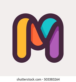 M letter colorful logo. Flat style design. Creative typographic elements for posters, t-shirts and cards.