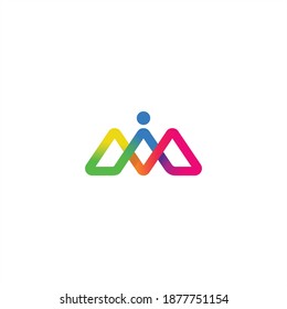 M letter colorful logo. Font style, vector design template elements for your application or corporate identity.