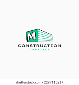 M Letter Construction 3D Perspective Logo Vector Icon Illustration