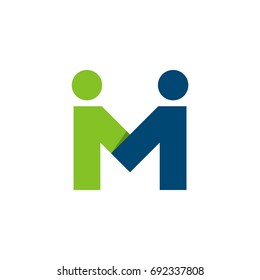 M Letter Couple Man Letter Logo Template Illustration Design. Vector EPS 10.