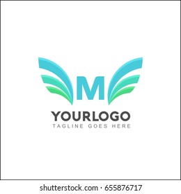 M Letter Creative Line Logo. Abstract universal wing with premium icon design. 