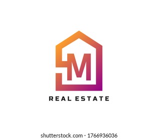 M Brief kreativ und einzigartig Logo Icon kreative Monogram mit Home-Schild für Immobilienfirma.