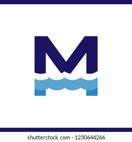 M Letter and creative wave logo vector template