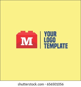 M letter cube typeface. Vector volume font. Education Brand Identity.