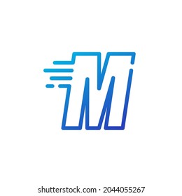 m letter dash fast quick digital mark line outline logo vector icon illustration