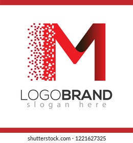 M letter data tech logo concept. letter with data vector template