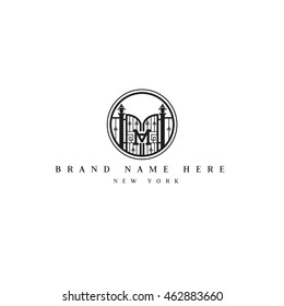 M letter decorative fence vector monogram (logo, sign, symbol, icon)
