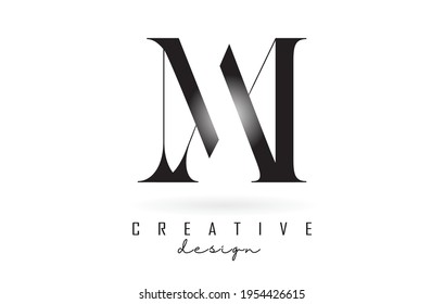AM a m letter design logo logotype concept with serif font and elegant style. Vector illustration icon with letters A and M.