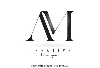 AM a m letter design logo logotype concept with serif font and elegant style. Vector illustration icon with letters A and M.