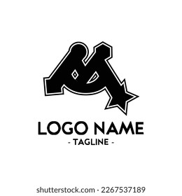 M Letter Design Logo with star. Letter Logo M with Black Color