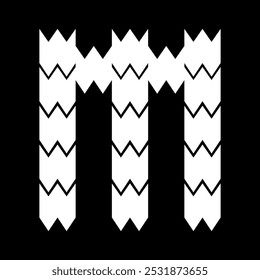 The M letter design looks furry and jagged. Suitable for sporty lovers, gamers, or t-shirt designs, hoodies, mugs, hats, and so on.