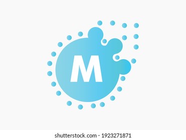 M Letter Design Vector with Dots.