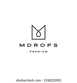 m letter drop logo vector icon illustration line outline monoline