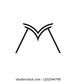 M letter with eagle beak, line art logo
