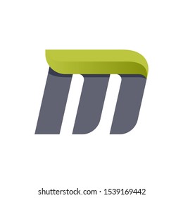M letter eco logo with green leaf. Lowercase typeface, vector design template elements for natural labels, headlines, posters, cards etc.