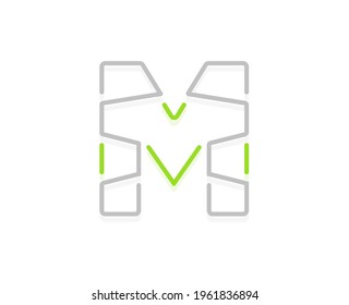 M letter ecology logo. Vector font for bio posters, spa emblem, vegan, herbal and botanical cards etc.    