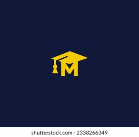M letter Education vector logo template. This design use student hat and cap symbol. Suitable for student and university.