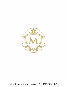 M Letter With Elegant Shield Logo Icon 001