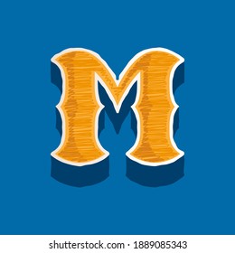 M letter embroidered logo in classic collegiate or sports style. Retro font perfect to use in any university team labels, champ posters, tackle identity, etc.