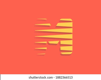 M letter fast, speed motion logo. Sport style futuristic obliques design useful for delivery posters, industrial, racing identify and more