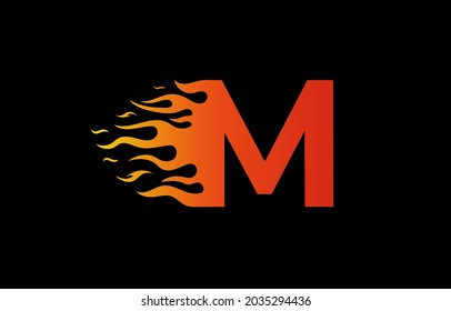 M letter fire logo design in a beautiful red and yellow gradient. Flame icon lettering concept vector illustration.