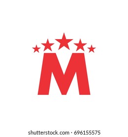 M Letter With Five Star Logo