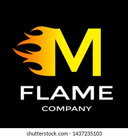 M Letter flame or fire vector logo template. This alphabet is suitable for cooking, temperature or fast business.
