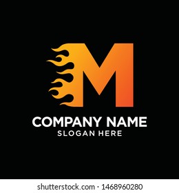 M Letter Flame Logo Design Template Inspiration