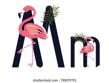 M Letter Flamingo Vector