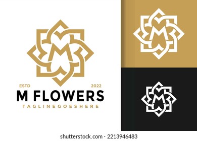 M Letter Flower Bloom Logo Design, brand identity logos vector, modern logo, Logo Designs Vector Illustration Template