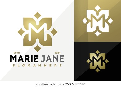 M Letter Flower Luxury Logo Design Abstract Elegant Vector Template