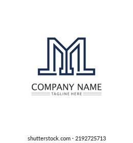 M Letter and M font icon  Logo Template vector illustration design