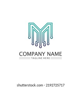 M Letter and M font icon  Logo Template vector illustration design