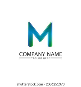 M Letter and font Logo Template vector illustration design logo for business and identity