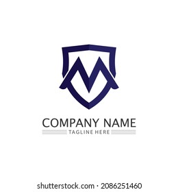 M Letra y fuente Logo Plantilla de diseño de ilustración vectorial para empresas e identidad