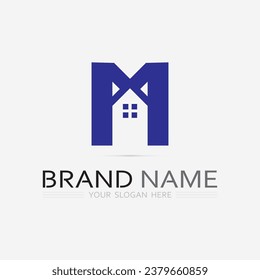 M Letter and font Logo Template vector illustration design