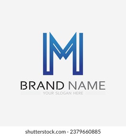 M Letter and font Logo Template vector illustration design