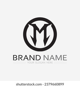 M Letter and font Logo Template vector illustration design