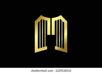 M Letter Gate Logo Design Template