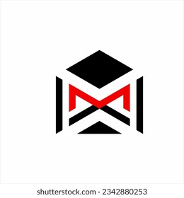 M letter geometric logo design with up arrow. Mailbox concept logo design.