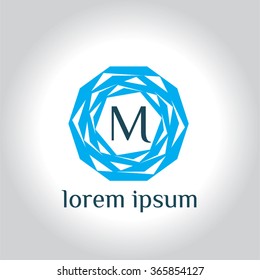 M letter geometric vector logo template (sign, symbol, emblem, ornament)