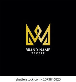 M Letter Gold Monogram Logo Template